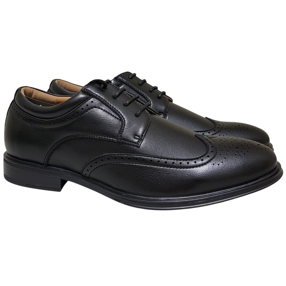 Vance Co. Men Cormac Brogue Wingtip Derby Oxford Size US 9.5M Black Faux Leather